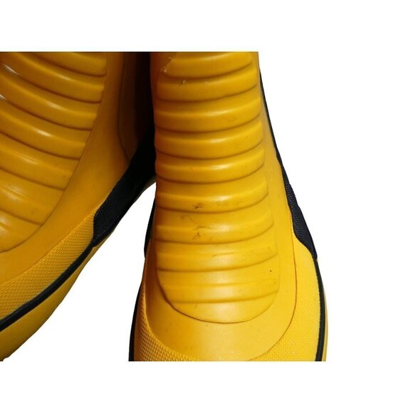 West Marine Tall Blue Yellow Rubber Boat Deck Boots size 4 with drawstring - Picture 4 of 9